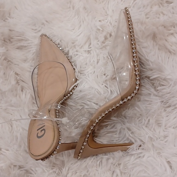 NEW Gianni Binni Clear PVC & Rhinestone Embellishments Strappy High Heels SZ 7 - Picture 8 of 13